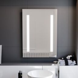 Nes Home Bathroom LED Mirror with Battery Powered Button Switch 500 x 700mm in Silver - thumbnail 2