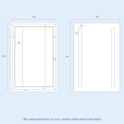 Nes Home Bathroom LED Mirror with Battery Powered Button Switch 500 x 700mm in Silver - thumbnail 7