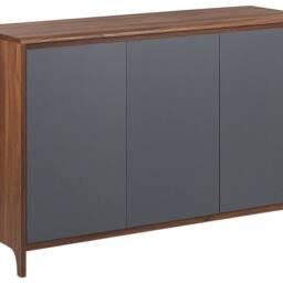 Wyld and Coco 3-Door Retro Sideboard Walnut-Coloured Veneer in Brown - thumbnail 2