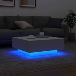 Berkfield Home Modern Coffee Table with LED Lights White 80x80x31 cm - Size: 80 x 80 x 31 cm - thumbnail 4