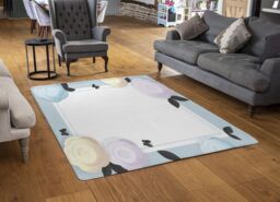 Benjamin Tate Design Pastel Colour Flowers Rug in Natural - Size: Large - thumbnail 2