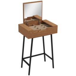Wyld Haus Fino Leri Natural Wood Effect Industrial Vanity Desk Flip Up Mirror - thumbnail 2