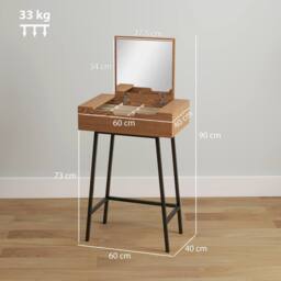 Wyld Haus Fino Leri Natural Wood Effect Industrial Vanity Desk Flip Up Mirror - thumbnail 4