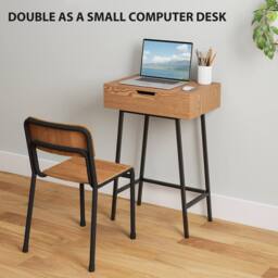 Wyld Haus Fino Leri Natural Wood Effect Industrial Vanity Desk Flip Up Mirror - thumbnail 7