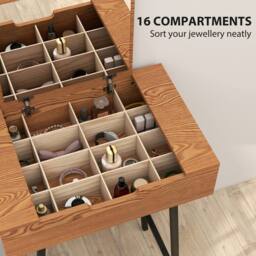 Wyld Haus Fino Leri Natural Wood Effect Industrial Vanity Desk Flip Up Mirror - thumbnail 6