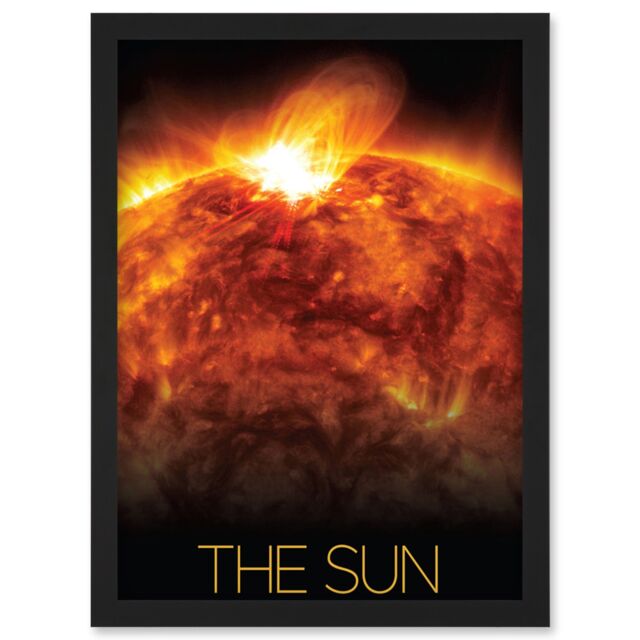 Artery8 NASA Our Solar System The Sun Solar Flare Observatory Image Artwork Framed Wall Art Print A4 in Black - image 1