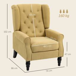 Wyld Haus Luyo Light Yellow Retro Wingback Accent Armchair with Button Tufting - thumbnail 3
