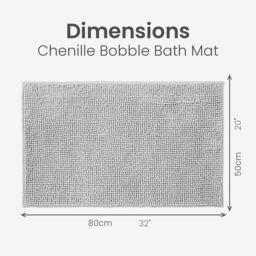 Allure Bath Fashions Chenille Bobble Bath Mat 50 x 80cm - Super Soft Microfibre & Non-Slip in Light Grey - Size: 50 x 80 cm - thumbnail 5