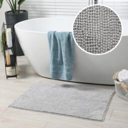 Allure Bath Fashions Chenille Bobble Bath Mat 50 x 80cm - Super Soft Microfibre & Non-Slip in Light Grey - Size: 50 x 80 cm - thumbnail 2