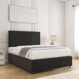 "BSSPOKE Hazel Divan Bed Plush Velvet 24"" Headboard & No Mattress No Drawers in Black - Size: Super King" - thumbnail 3