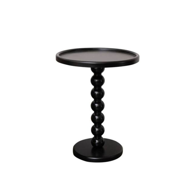 Melody Maison Black Painted Round Wooden Bobble Side Table - 45cm X 56.5cm - Size: 45 cm X 56.5 cm - image 1