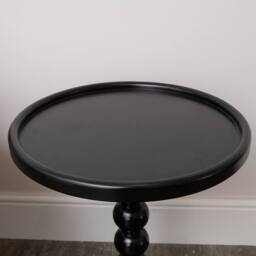 Melody Maison Black Painted Round Wooden Bobble Side Table - 45cm X 56.5cm - Size: 45 cm X 56.5 cm - thumbnail 6