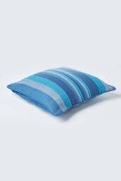 Homescapes Cotton Striped Morocco Cushion Cover in Blue - Size: 60 cm x 60 cm - thumbnail 3