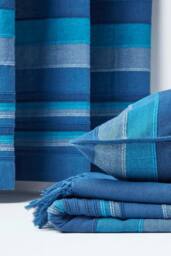 Homescapes Cotton Striped Morocco Cushion Cover in Blue - Size: 60 cm x 60 cm - thumbnail 5