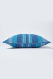 Homescapes Cotton Striped Morocco Cushion Cover in Blue - Size: 60 cm x 60 cm - thumbnail 2