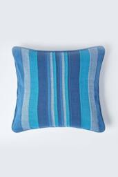 Homescapes Cotton Striped Morocco Cushion Cover in Blue - Size: 60 cm x 60 cm