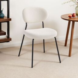 Living and Home 2Pcs Upholstered Dining Chair with Metal Frame in White - thumbnail 2