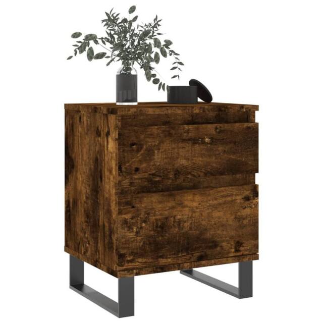Berkfield Home Modern Bedside Cabinets 2 pcs Smoked Oak 40x35x50 cm Engineered Wood in Brown - Size: 40 x 35 x 50 cm - image 1