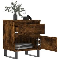 Berkfield Home Modern Bedside Cabinets 2 pcs Smoked Oak 40x35x50 cm Engineered Wood in Brown - Size: 40 x 35 x 50 cm - thumbnail 4