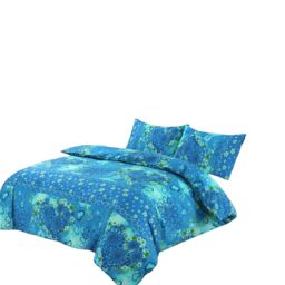 Snug City Duvet Cover & Pillowcase Set Love Heart Design Polycotton Bed Linen in Teal - Size: Double - thumbnail 2