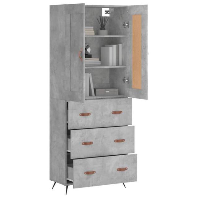 Berkfield Home Highboard Concrete Grey 69.5x34x180 cm Engineered Wood - image 1