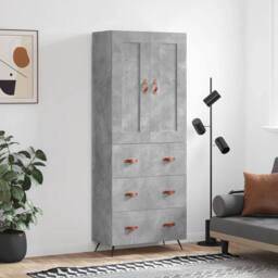 Berkfield Home Highboard Concrete Grey 69.5x34x180 cm Engineered Wood - thumbnail 2