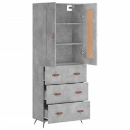 Berkfield Home Highboard Concrete Grey 69.5x34x180 cm Engineered Wood - thumbnail 4