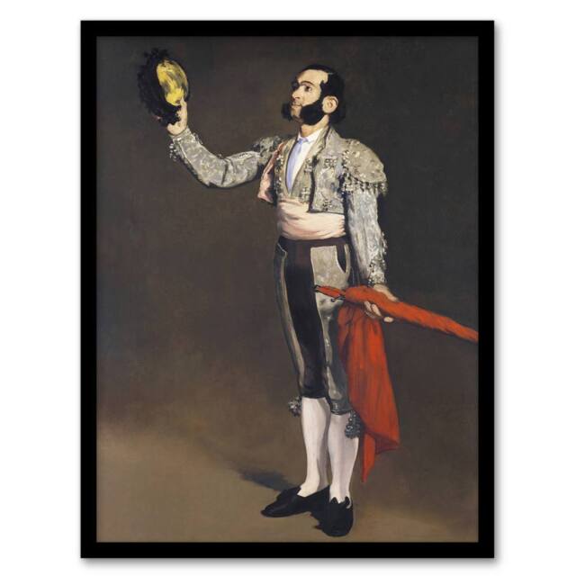"Artery8 A Matador Saluting Portrait Painting Manet Framed Wall Art Print in Brown - Size: W12"" x H16""" - image 1