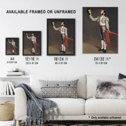 "Artery8 A Matador Saluting Portrait Painting Manet Framed Wall Art Print in Brown - Size: W12"" x H16""" - thumbnail 3
