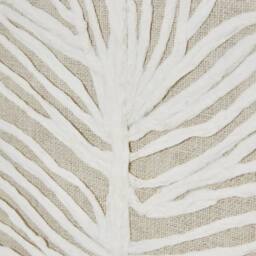 Wyld Haus Large White Feather Art on Cream Linen Beaded Wood Frame in Brown - thumbnail 5