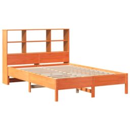 Berkfield Home Bookcase Bed without Mattress Wax Brown 140x200 cm Solid Wood Pine - thumbnail 3