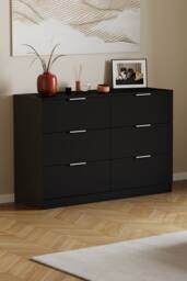 Home Discount Vida Designs Trega 6 Drawer Chest of Drawers 'Wide' Space Saving in Black - thumbnail 1