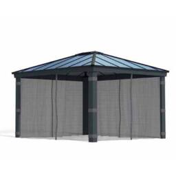 Palram Net Curtain Set for Dallas 12 x 14 Gazebo, W409cm(Gazebo Not Included) in Grey - thumbnail 1