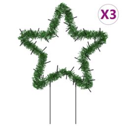 Berkfield Home Christmas Light Decorations with Spikes 3 pcs Star 50 LEDs 29 cm in Green - thumbnail 2