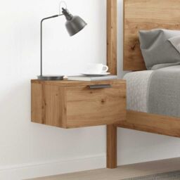 Berkfield Home Wall-mounted Bedside Cabinet Artisan Oak 34x30x20 cm in Brown - Size: 34 x 30 x 20 cm - thumbnail 3
