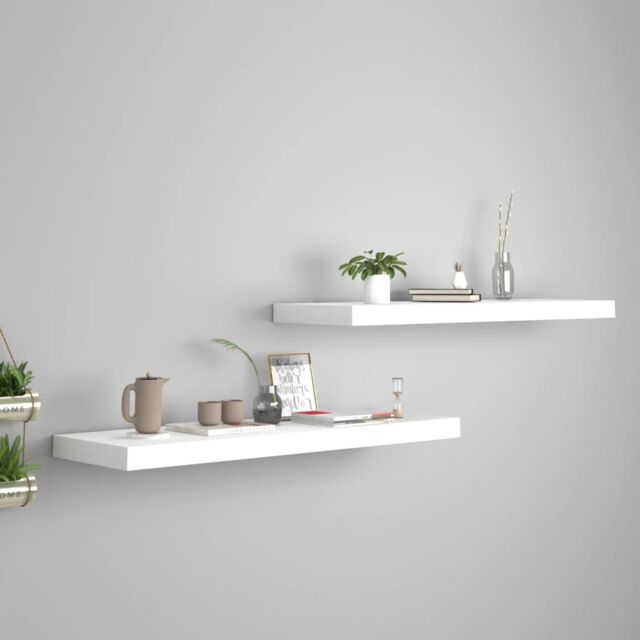 Berkfield Home Floating Wall Shelves 2 pcs White 80x23.5x3.8 cm MDF - image 1