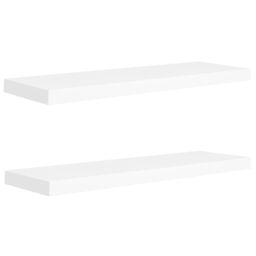 Berkfield Home Floating Wall Shelves 2 pcs White 80x23.5x3.8 cm MDF - thumbnail 2