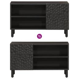 Berkfield Home TV Cabinet Black 80x31x46 cm Solid Wood Mango - Size: 80 x 31 x 46 cm - thumbnail 6