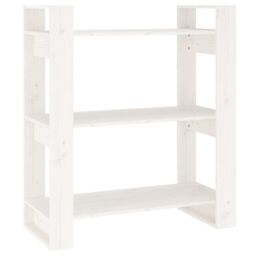 Berkfield Home Book Cabinet/Room Divider White 80x35x91 cm Solid Wood Pine - Size: 80 x 35 x 91 cm - thumbnail 2