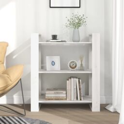 Berkfield Home Book Cabinet/Room Divider White 80x35x91 cm Solid Wood Pine - Size: 80 x 35 x 91 cm - thumbnail 3