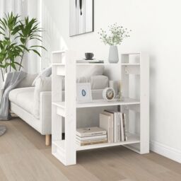 Berkfield Home Book Cabinet/Room Divider White 80x35x91 cm Solid Wood Pine - Size: 80 x 35 x 91 cm - thumbnail 1