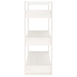 Berkfield Home Book Cabinet/Room Divider White 80x35x91 cm Solid Wood Pine - Size: 80 x 35 x 91 cm - thumbnail 6