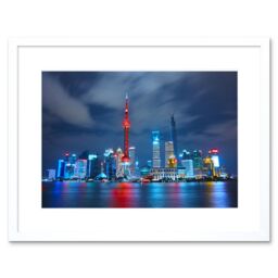 "Artery8 Wall Art Print Yang Shanghai City China Skyline Framed in White - Size: W7"" x H9""" - thumbnail 1