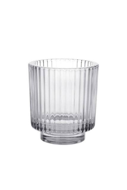 KDMD Clear Margot Stepped Glass Tealight Holder 10cm 4 Pack - image 1