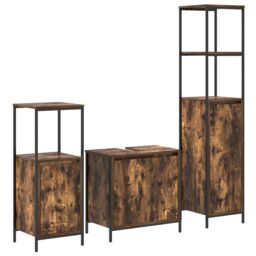 Berkfield Home 3-Piece Bathroom Furniture Set in Smoked Oak - Engineered Wood in Brown - thumbnail 2