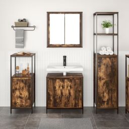 Berkfield Home 3-Piece Bathroom Furniture Set in Smoked Oak - Engineered Wood in Brown - thumbnail 4