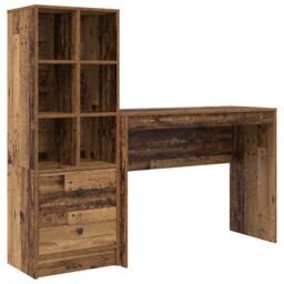 Berkfield Home Desk with Storage Old Wood Engineered Wood in Brown - thumbnail 2
