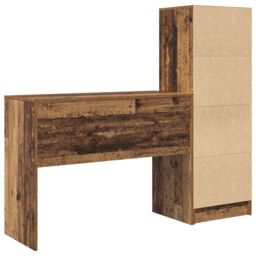 Berkfield Home Desk with Storage Old Wood Engineered Wood in Brown - thumbnail 8