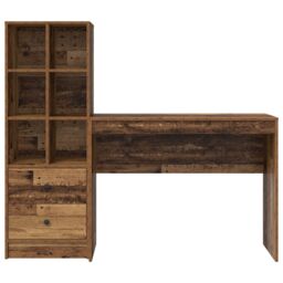 Berkfield Home Desk with Storage Old Wood Engineered Wood in Brown - thumbnail 7