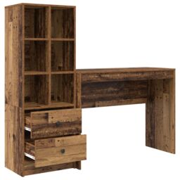 Berkfield Home Desk with Storage Old Wood Engineered Wood in Brown - thumbnail 6